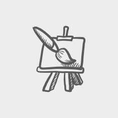 Chart and a paint brush sketch icon N2
