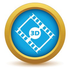 Gold 3d film icon
