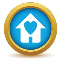 Gold love house icon