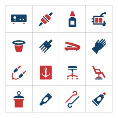 Set color icons of tattoo equipment and accessories