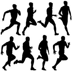 Set of silhouettes Runners on sprint men vector illustration