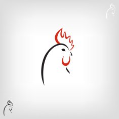 The black stylized cocks on a white background