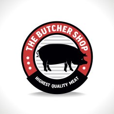 Butcher shop sign with silhouette of pig