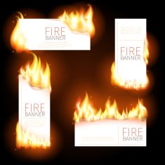 Set of advertisement banners with spurts flame N2