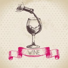 Wine vintage background Hand drawn sketch illustration N5
