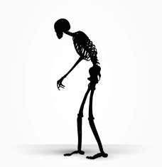 skeleton silhouette in old walk pose N2