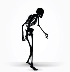 skeleton silhouette in old walk pose N4