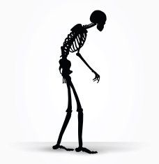 skeleton silhouette in old walk pose N6