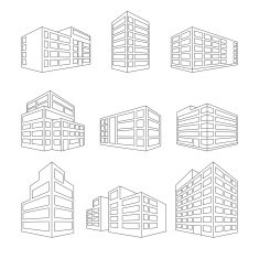 Dimensional building as a design web icons - Linesymbol