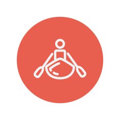 Man doing kayaking thin line icon