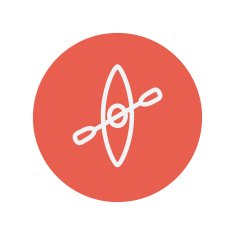 Kayak with paddle thin line icon
