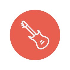 Vintage electric guitar thin line icon
