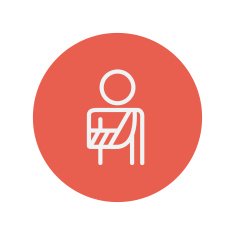 Injured man with bandages this line icon