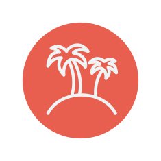 Two palm trees thin line icon