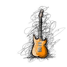 Art sketch of guitar for your design N2