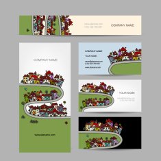 Business cards design green village N2