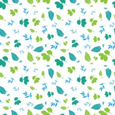 Vector Blue Green Spring Leaves Silhouettes Seamless Pattern N2