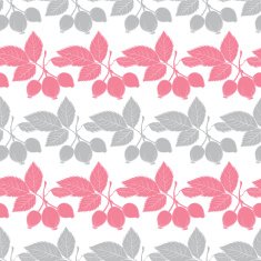 Vector Gray Pink Rosehip Berries Stripes Seamless Pattern N2