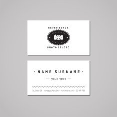 Photo studio business card design concept Logo-badge with photo camera