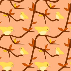 bird on a branch in fall evening seamless cartoon pattern N2