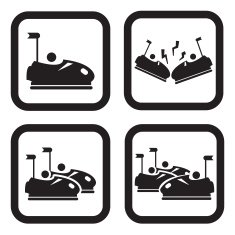 Bumper cars or dodgem icon in four variations N2