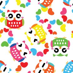 Seamless pattern with colorful owls N3