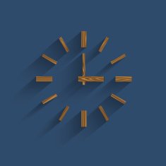 Wooden minimalistic clock with transparent shadow