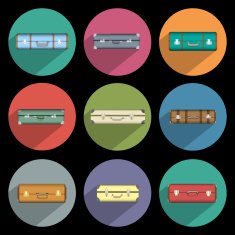 Icons of suitcases with long shadow N2