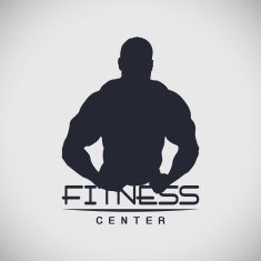 Fitness Club logo with the silhouette of a bodybuilder
