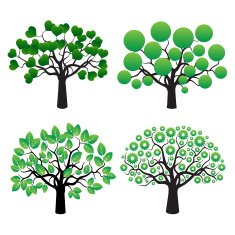 Set of trees and Green Leafs