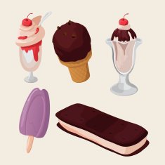 Ice cream Cute Sweety Isolated Set Vector