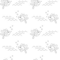 cartoon fish in black and white seamless pattern illustration N2