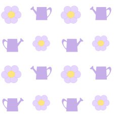 watering can with violet daisy flower seamless pattern