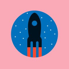 Retro cartoon rocket icon
