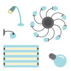 Vector set of different lamps