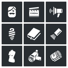 Actor and film industry icons set Vector Illustration N2
