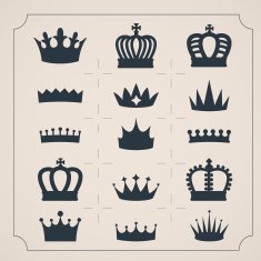 Vector illustration with crowns Black and white