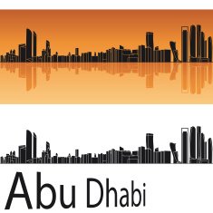 Abu Dhabi skyline in orange background