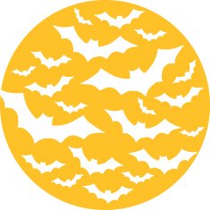 Yellow moon with bats