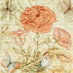 Grungy retro background with roses N2