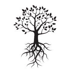 Black vector tree leafs and roots