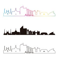 Astana skyline linear style with rainbow