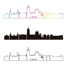 Leon skyline linear style with rainbow