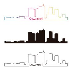 Kawasaki skyline linear style with rainbow