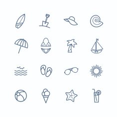Set of beach related icons