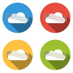 Collection of 4 isolated flat buttons for wind or fog