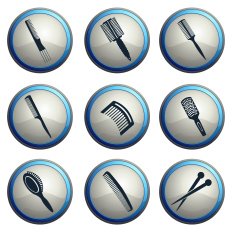 Hairbrushes Silhouette Icons