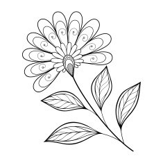 Vector Beautiful Monochrome Contour Flower N25