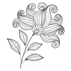 Vector Beautiful Monochrome Contour Flower N26