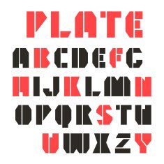 Sans serif stencil-plate font